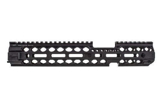 Midwest Industries Two-Piece Carbine Full Length Free Float M-LOK Handguard has a hard coat anodized finish